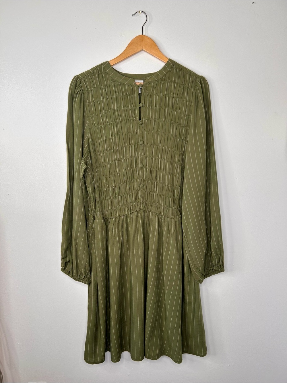 Ava & Viv Olive Green Smocked Waist Long-Sleeve Mini Dress - Picture 5 of 6